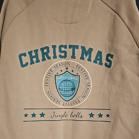 Denim & Flower Beige Christmas Crewneck Sweater, XL - Picture 3 of 13